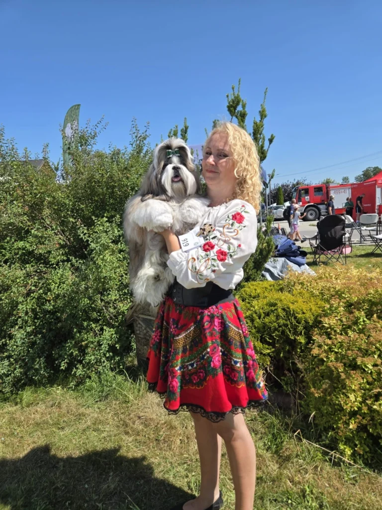 Opiekunka z Shih Tzu na wydarzeniu plenerowym